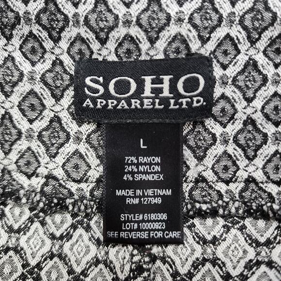 SOHO Apparel Skirt Women L Black White Geometric Pull On Pencil Back Slit Office - Picture 3 of 7
